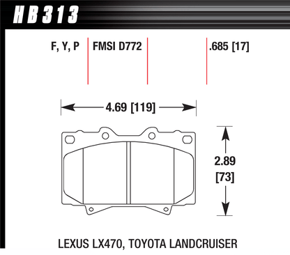 Hawk Performance HB313Y.685 LTS Brake Pads Front