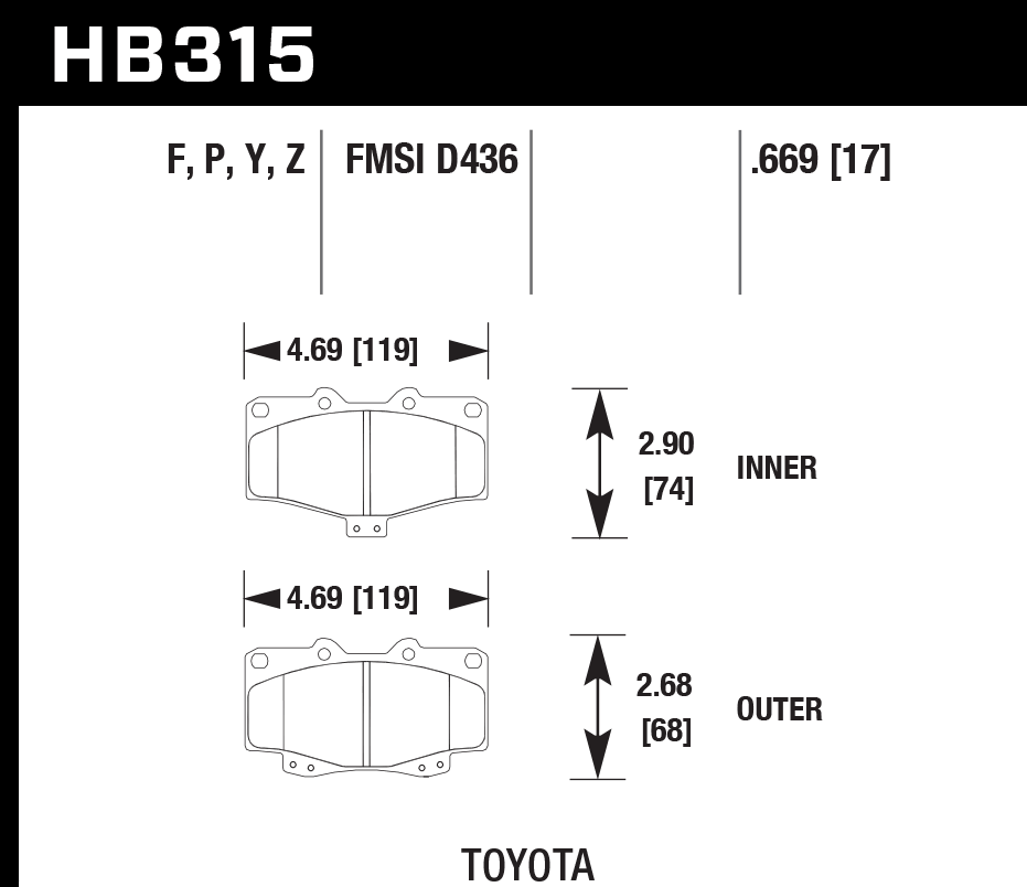 Hawk Performance HB315P.669 SuperDuty Brake Pads Front