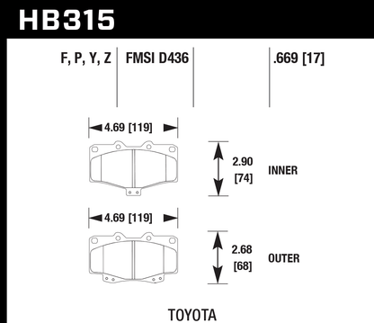 Hawk Performance HB315P.669 SuperDuty Brake Pads Front