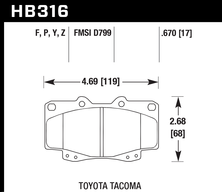 Hawk Performance HB316Z.670 PC Brake Pads Front