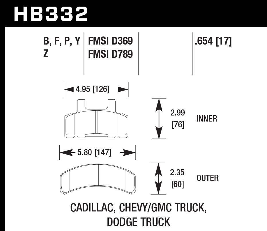 Hawk Performance HB332B.654 HPS 5.0 Brake Pads Front