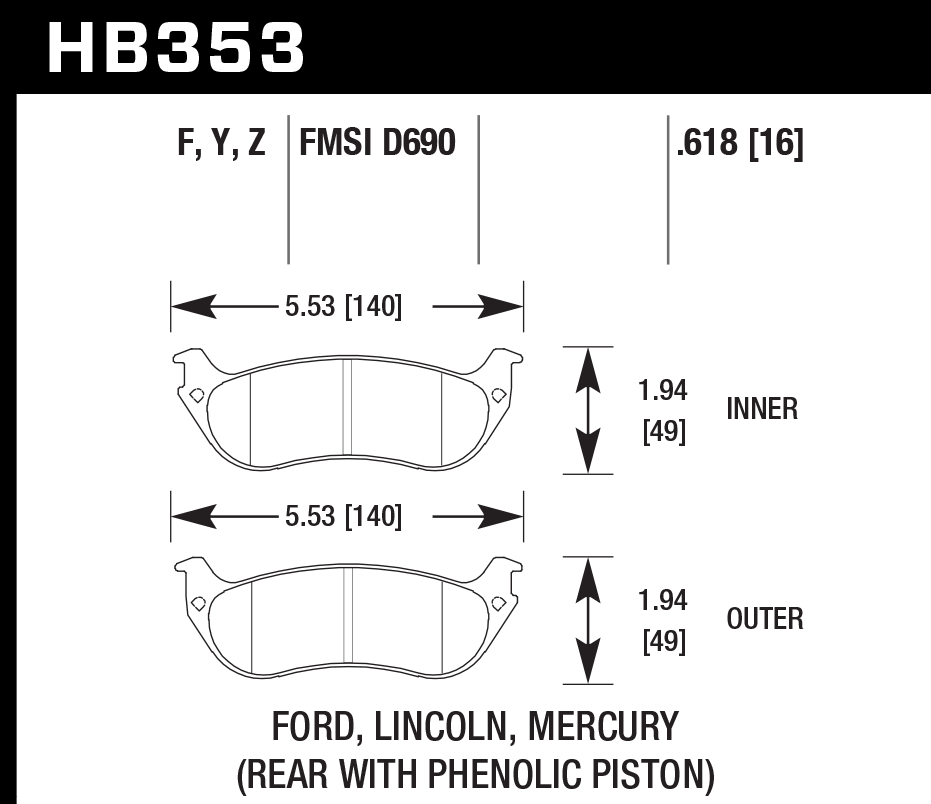 Hawk Performance HB353W.618 DTC-30 Brake Pads Rear