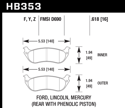 Hawk Performance HB353W.618 DTC-30 Brake Pads Rear