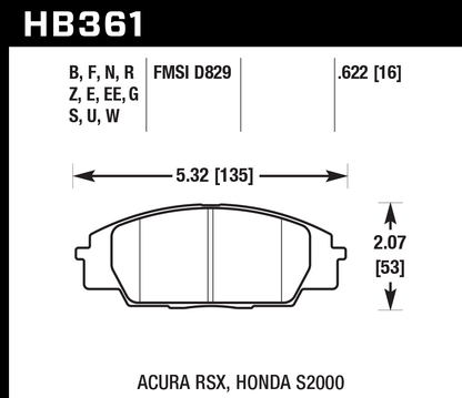 Hawk Performance HB361B.622 HPS 5.0 Brake Pads Front