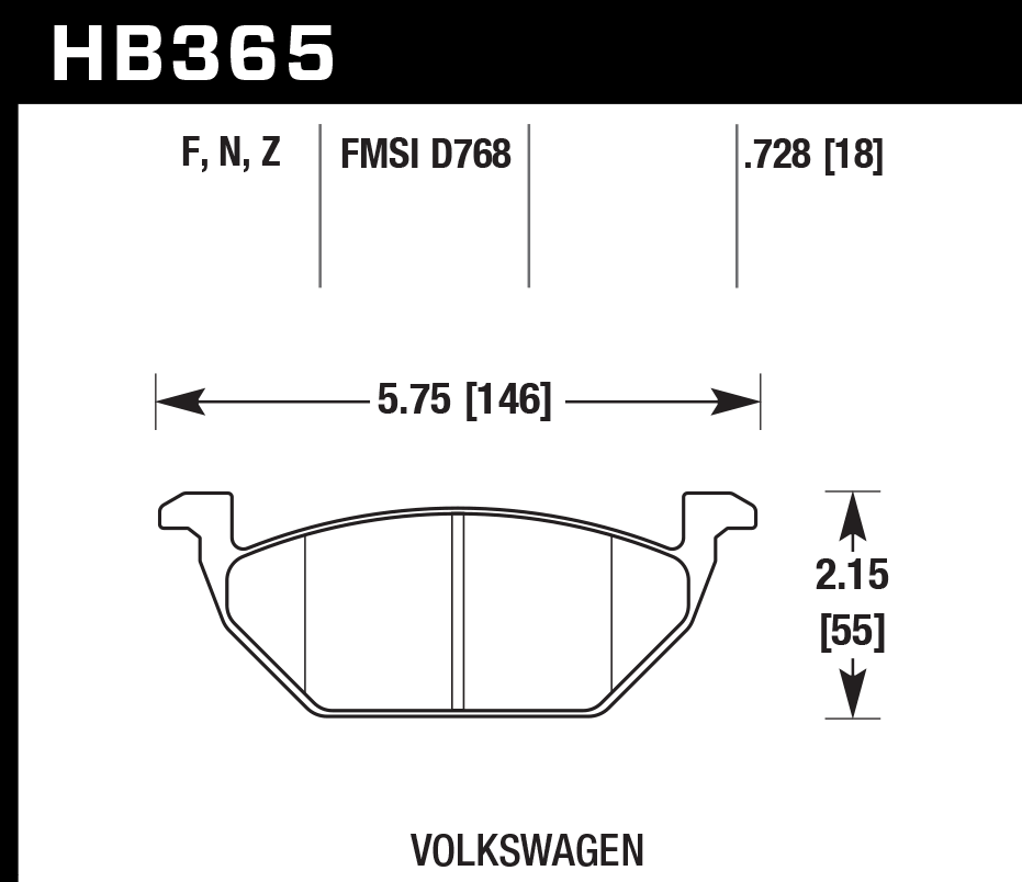 Hawk Performance HB365N.728 HP Plus Brake Pads Front