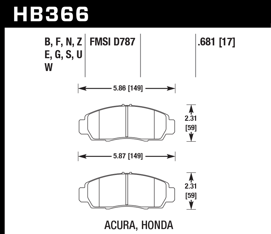 Hawk Performance HB366Z.681 PC Brake Pads Front