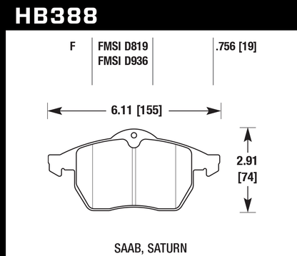 Hawk Performance HB388F.756 HPS Brake Pads Front