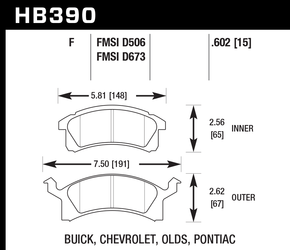 Hawk Performance HB390F.602 HPS Brake Pads Front