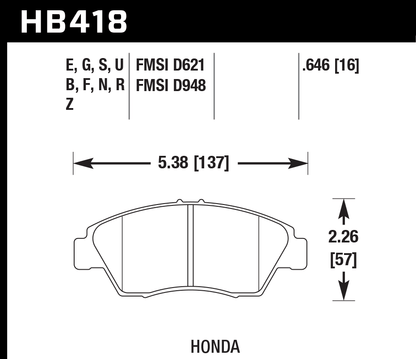 Hawk Performance HB418E.646 Blue 9012 Brake Pads Front