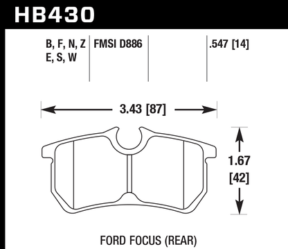 Hawk Performance HB430F.547 HPS Brake Pads Rear