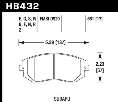 Hawk Performance HB432Z.661 PC Brake Pads Front