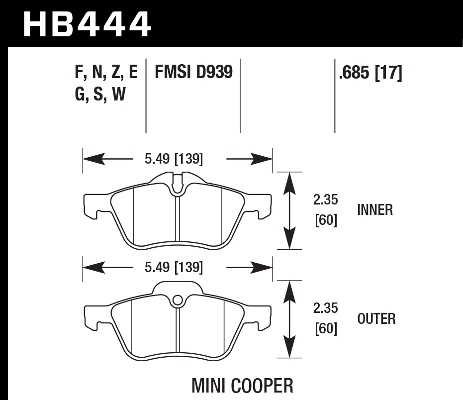 Hawk Performance HB444E.685 Blue 9012 Brake Pads Front