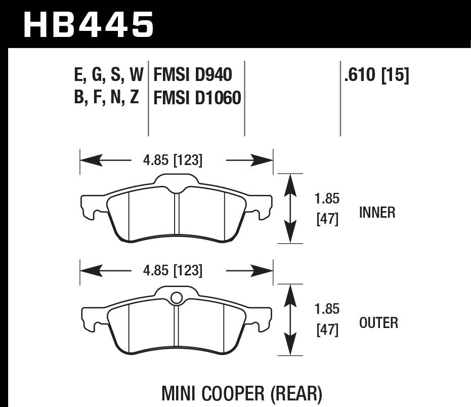 Hawk Performance HB445N.610 HP Plus Brake Pads Rear