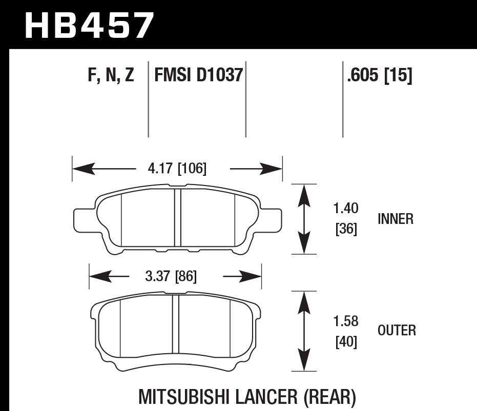 Hawk Performance HB457Z.605 PC Brake Pads Rear