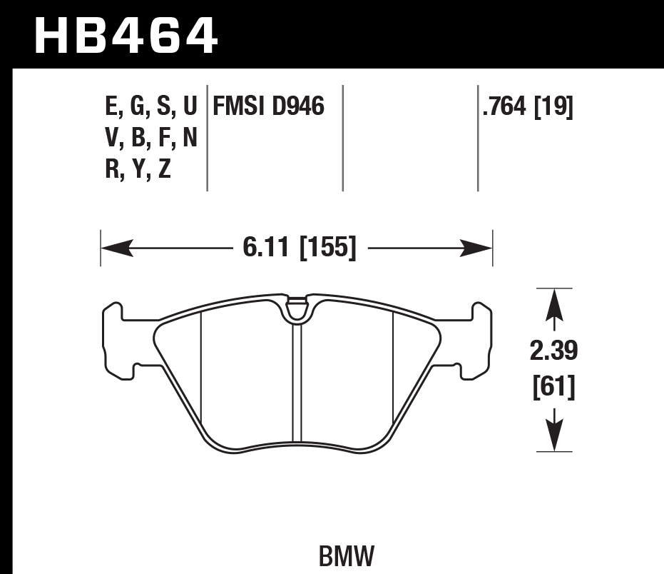 Hawk Performance HB464G.764 DTC-60 Brake Pads Front