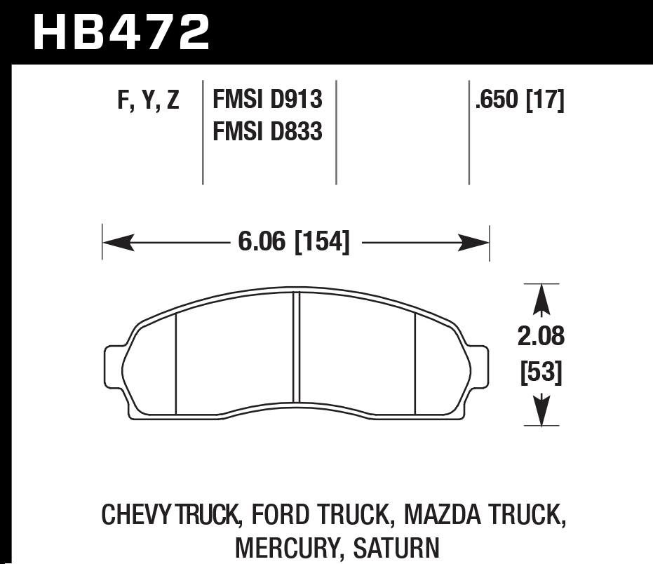 Hawk Performance HB472Z.650 PC Brake Pads Front