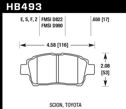 Hawk Performance HB493E.650 Blue 9012 Brake Pads Front