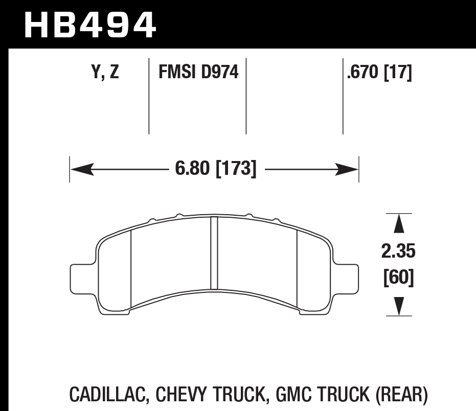 Hawk Performance HB494Z.670 PC Brake Pads Rear