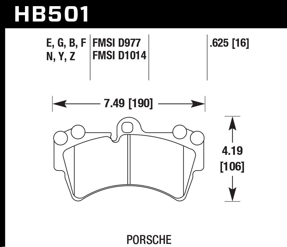 Hawk Performance HB501Z.625 PC Brake Pads Front