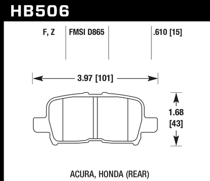 Hawk Performance HB506Z.610 PC Brake Pads Rear