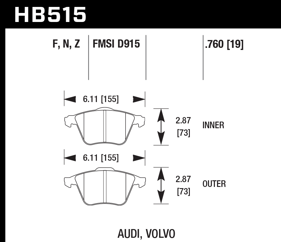 Hawk Performance HB515F.760 HPS Brake Pads Front