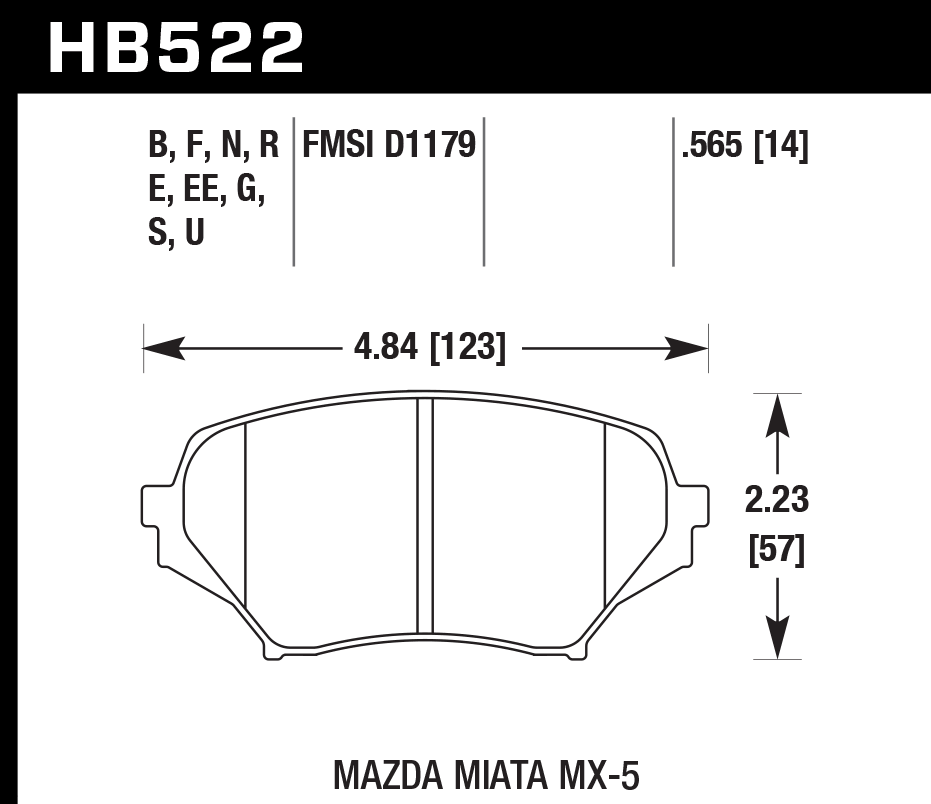 Hawk Performance HB522N.565 HP Plus Brake Pads Front