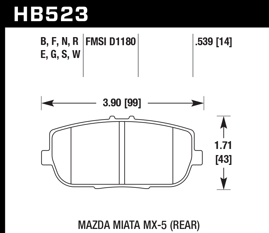 Hawk Performance HB523S.539 HT-10 Brake Pads Rear