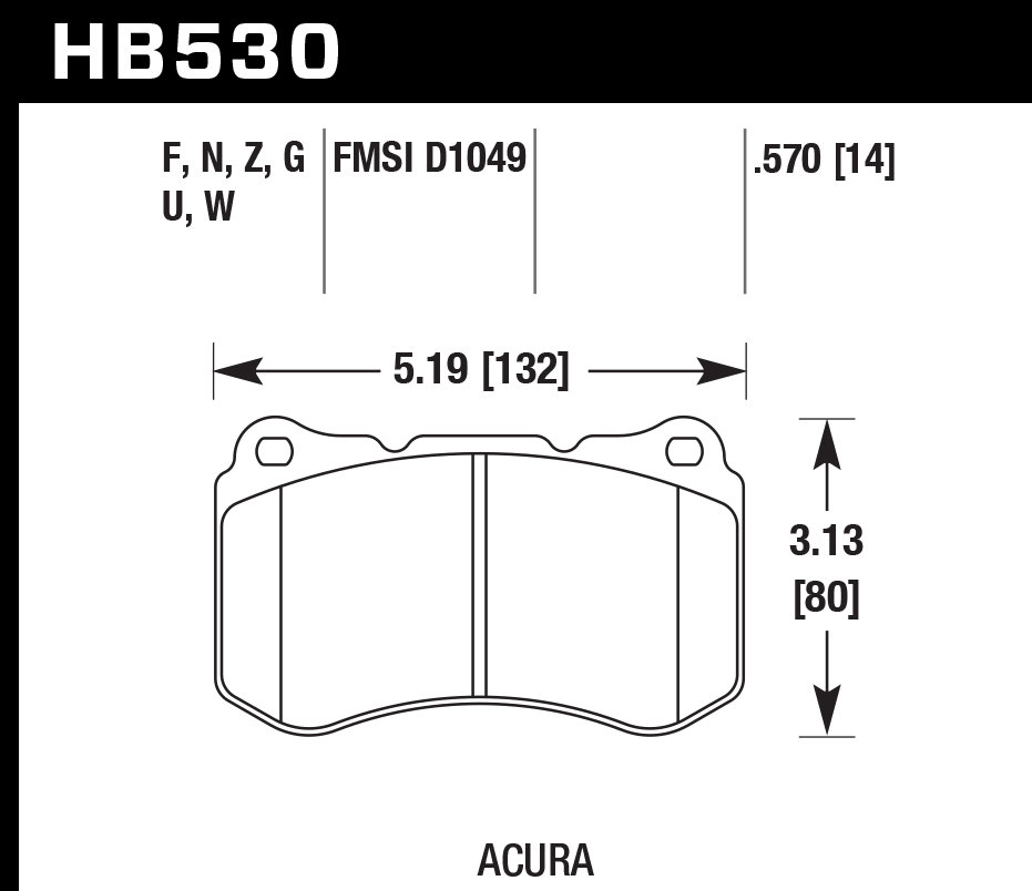 Hawk Performance HB530Z.570 PC Brake Pads Front