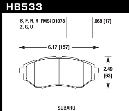 Hawk Performance HB533U.668 DTC-70 Brake Pads Front