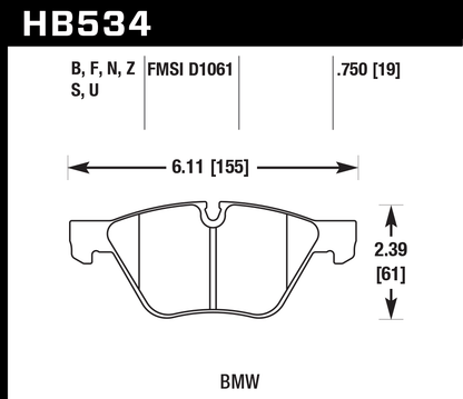 Hawk Performance HB534N.750 HP Plus Brake Pads Front