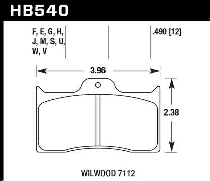 Hawk Performance HB540M.490 Black Brake Pads