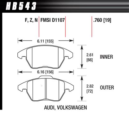 Hawk Performance HB543B.760 HPS 5.0 Brake Pads Front