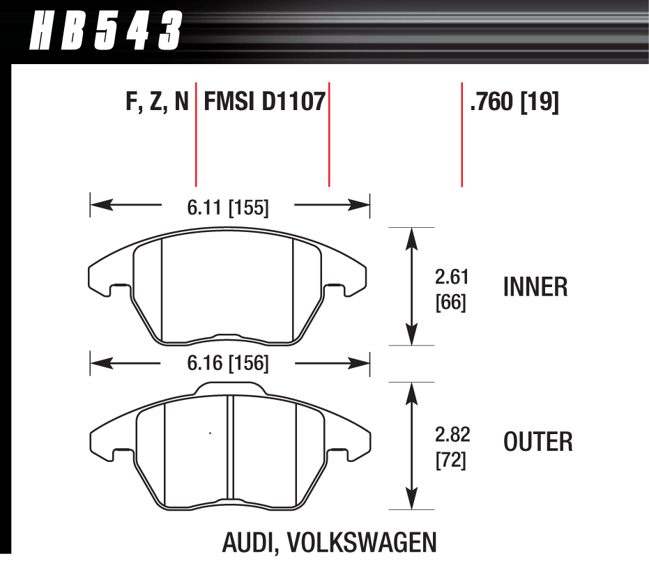 Hawk Performance HB543F.760 HPS Brake Pads Front