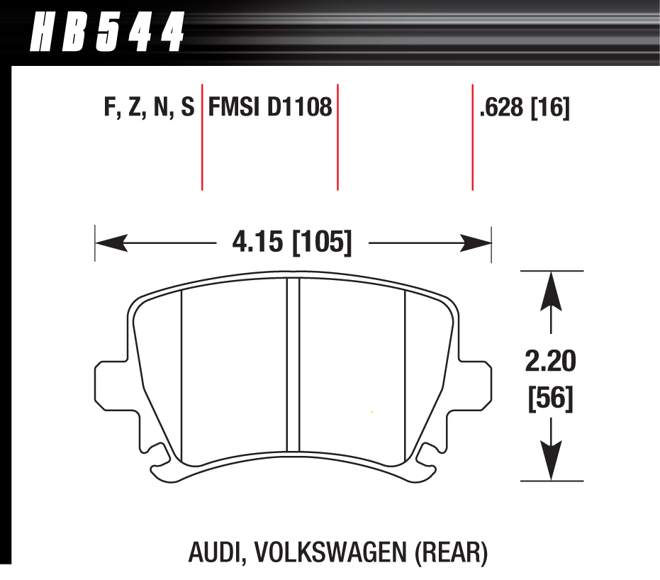 Hawk Performance HB544N.628 HP Plus Brake Pads Rear