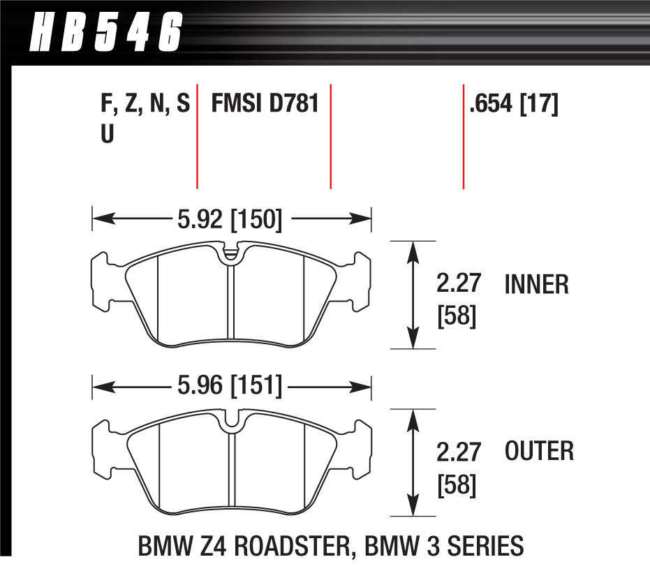 Hawk Performance HB546F.654 HPS Brake Pads Front