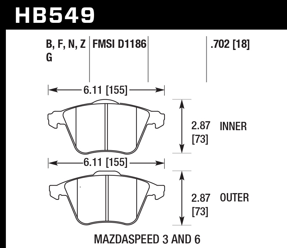 Hawk Performance HB549F.702 HPS Brake Pads Front