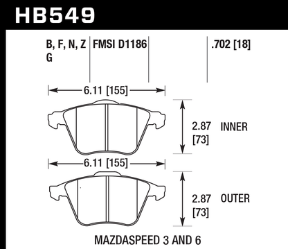 Hawk Performance HB549F.702 HPS Brake Pads Front