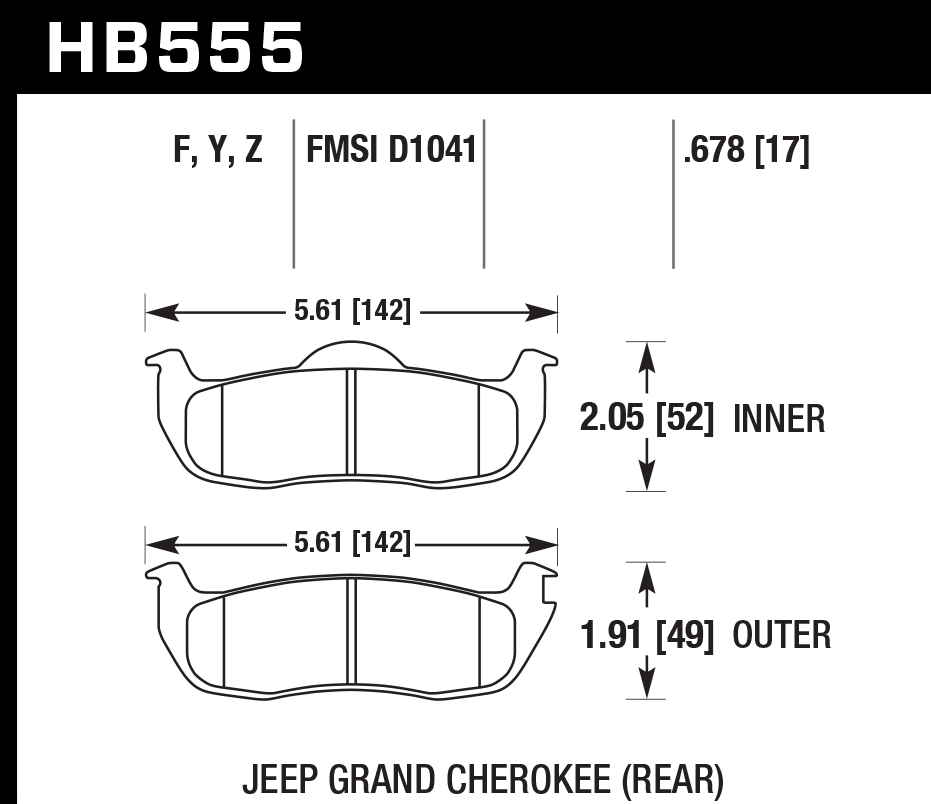 Hawk Performance HB555Z.678 PC Brake Pads Rear