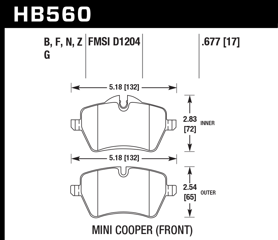 Hawk Performance HB560Z.677 PC Brake Pads Front