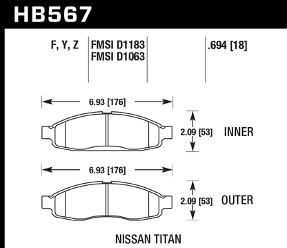 Hawk Performance HB567Y.694 LTS Brake Pads Front