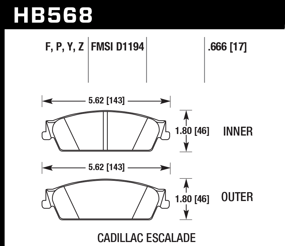 Hawk Performance HB568F.666 HPS Brake Pads Rear