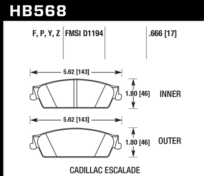 Hawk Performance HB568F.666 HPS Brake Pads Rear