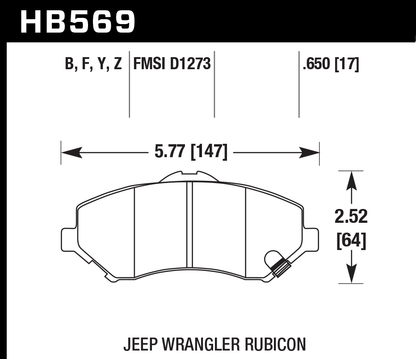 Hawk Performance HB569B.650 HPS 5.0 Brake Pads Front