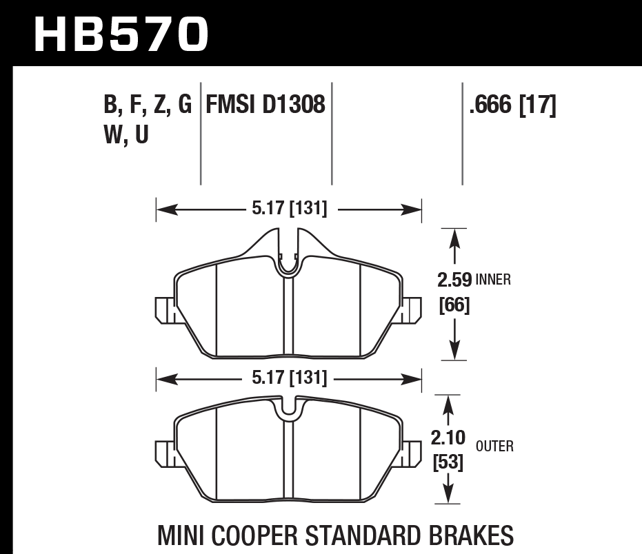 Hawk Performance HB570B.666 HPS 5.0 Brake Pads Front