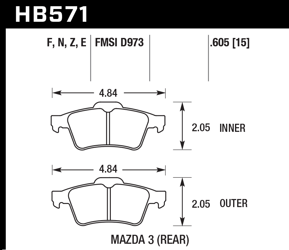 Hawk Performance HB571F.605 HPS Brake Pads Rear