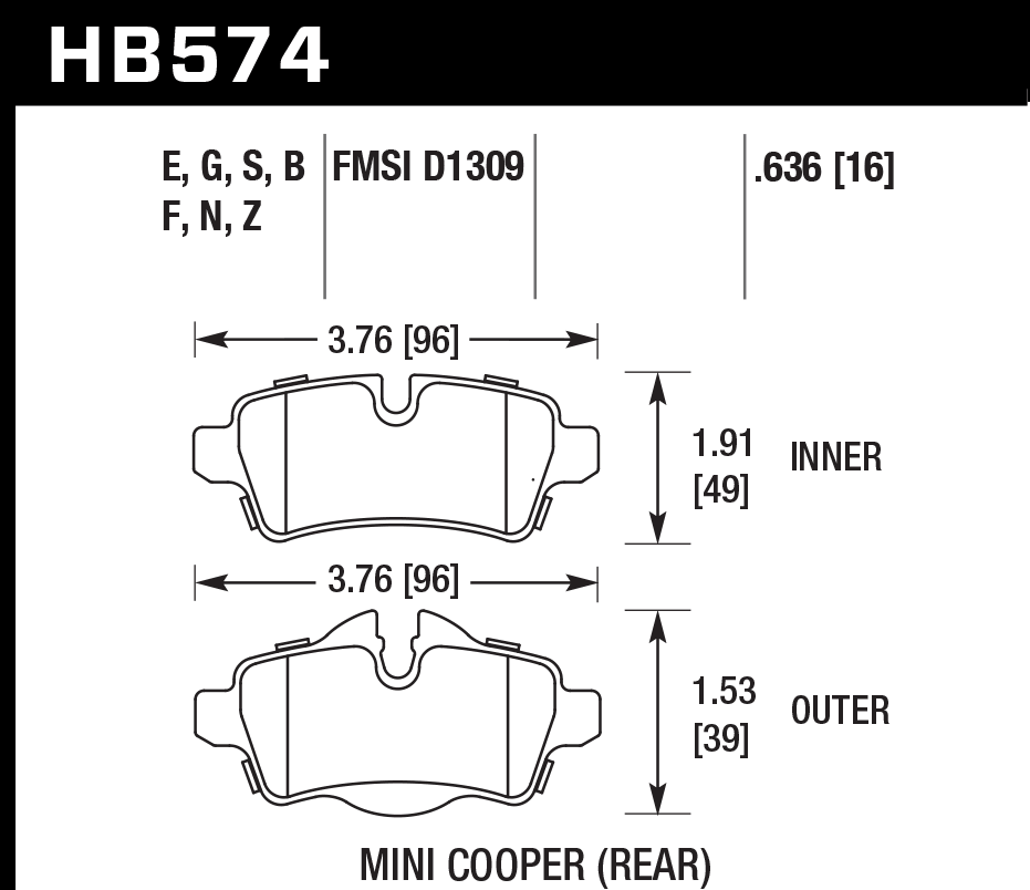 Hawk Performance HB574F.636 HPS Brake Pads Rear