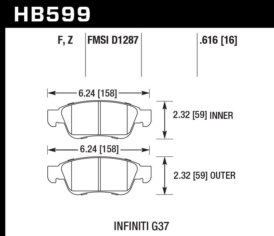 Hawk Performance HB599F.616 HPS Brake Pads Front