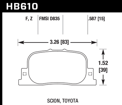 Hawk Performance HB610F.587 HPS Brake Pads Rear