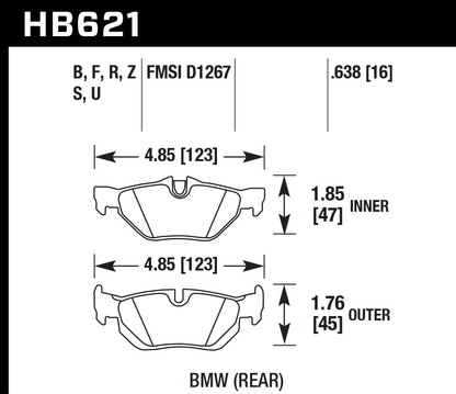 Hawk Performance HB621S.638 HT-10 Brake Pads Rear