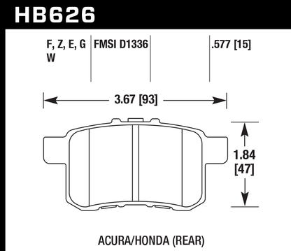 Hawk Performance HB626E.577 Blue 9012 Brake Pads Rear